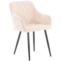 ESSZIMMERSTUHL Shyva Samt, Gestell Metall matt Schwarz Beige - Schwarz/Naturfarben, Textil/Metall (47/84/44cm) - TPFLiving