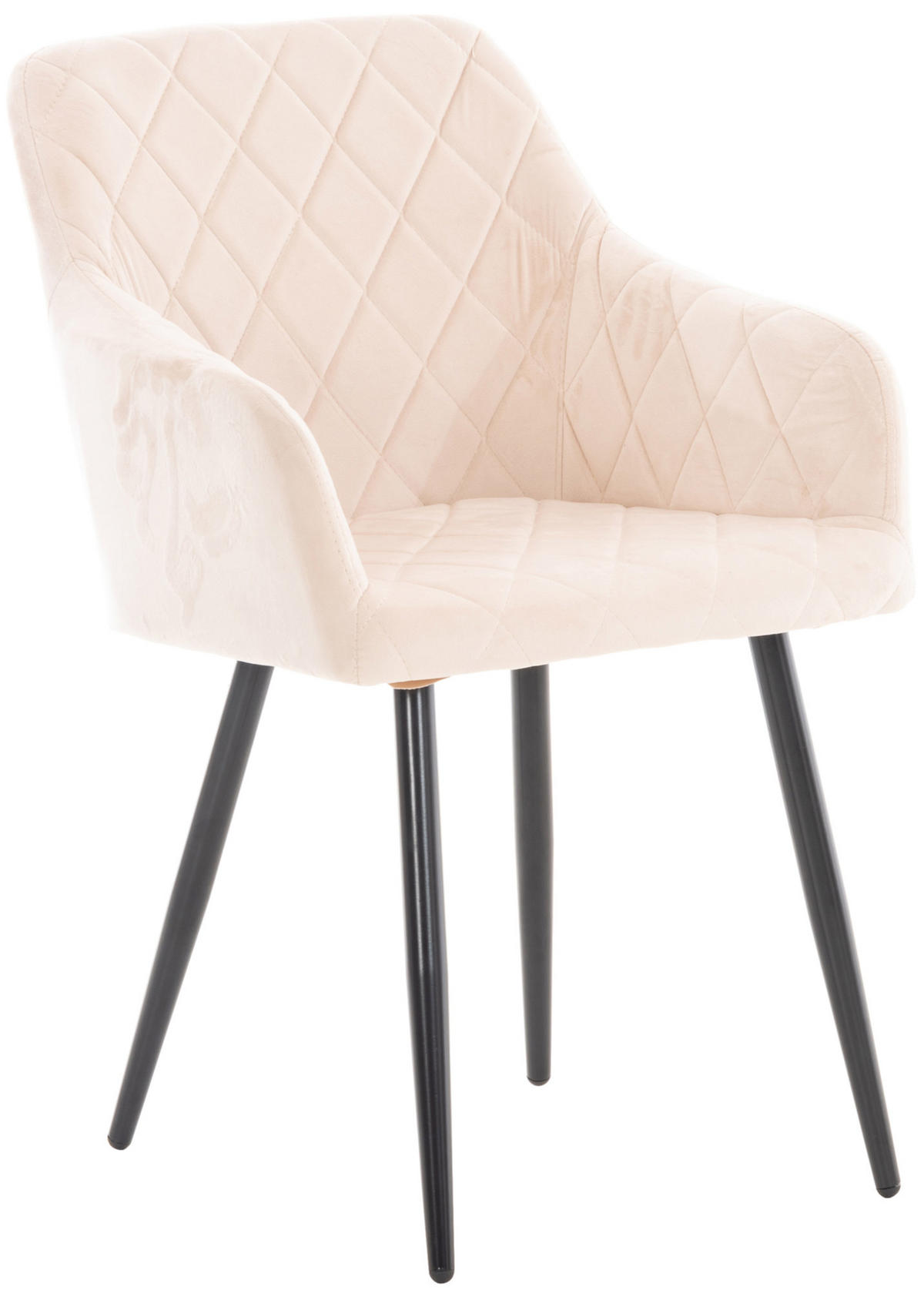 ESSZIMMERSTUHL Shyva Samt, Gestell Metall matt Schwarz Beige - Schwarz/Naturfarben, Textil/Metall (47/84/44cm) - TPFLiving