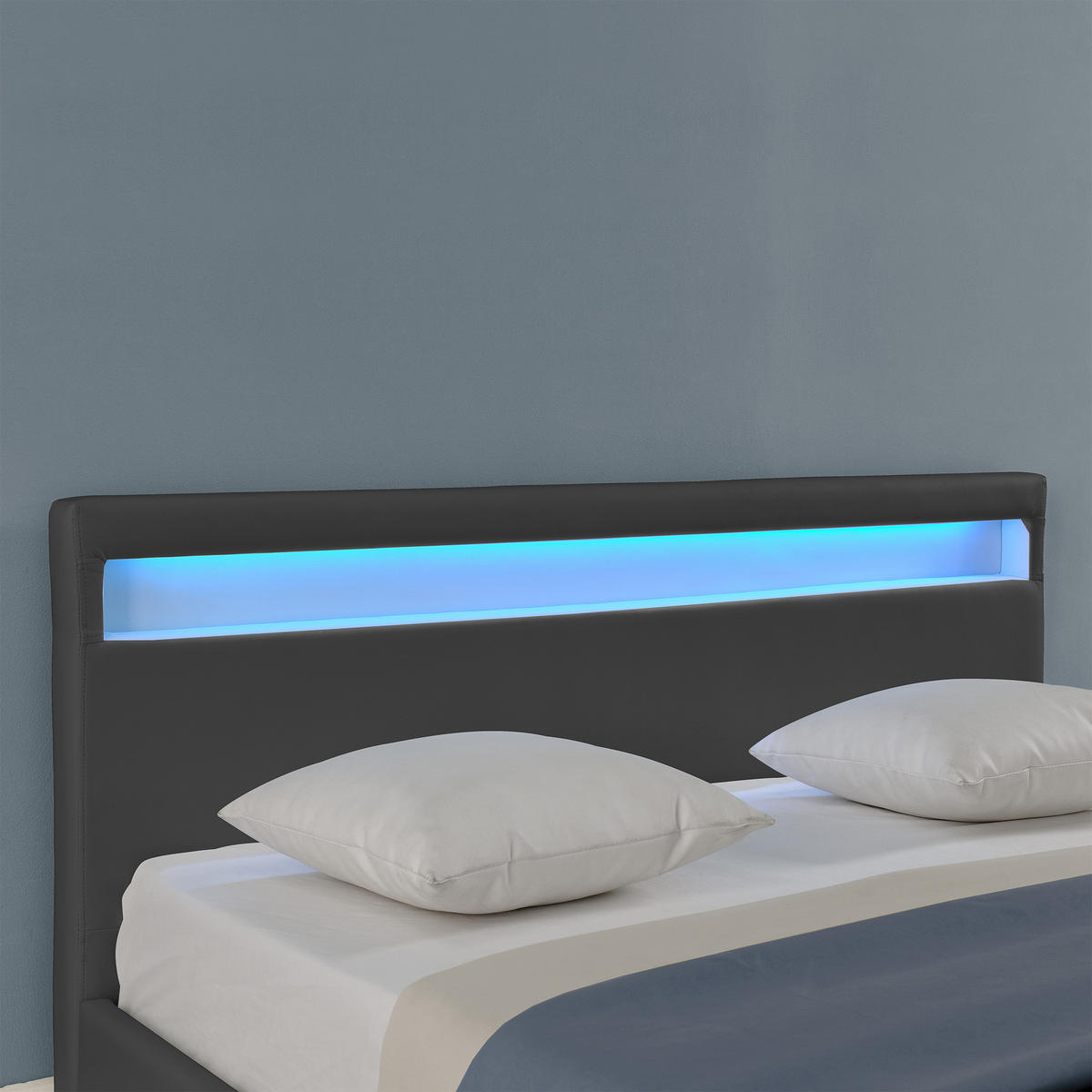 POLSTERBETT Paris mit LED-Beleuchtung - Dunkelgrau, Textil (180/200cm) - Corium