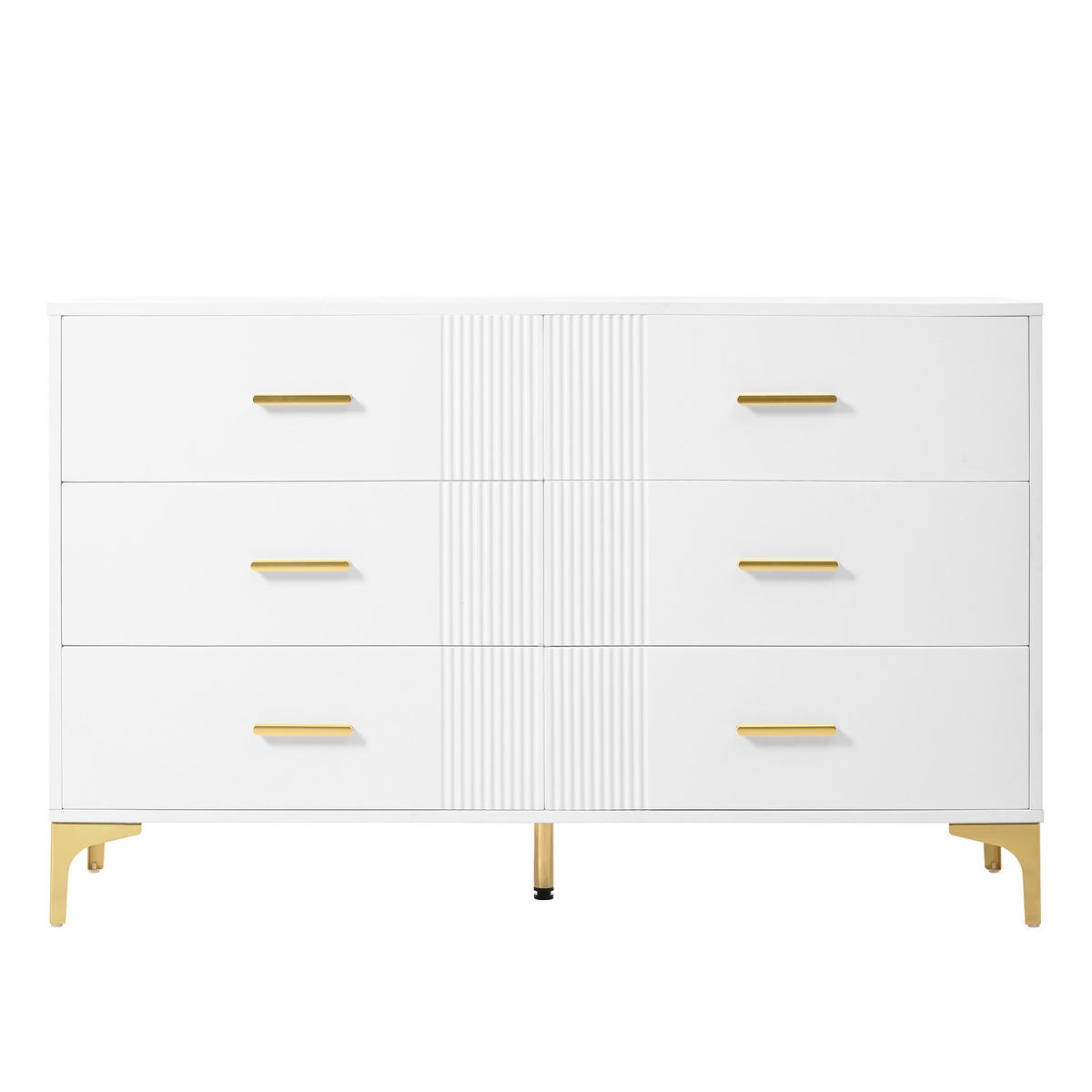 KOMODA 120/40/76 cm se 6 zásuvkami a vlnitým čelem z MDF, Bílá - bílá, kompozitní dřevo (120/76/40cm) - Redom