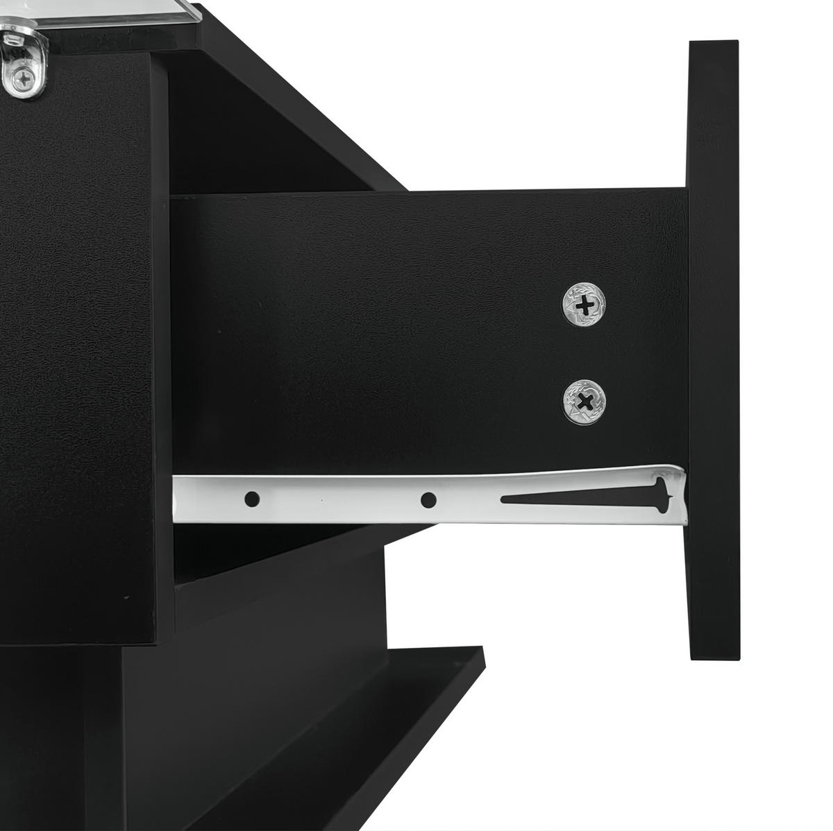 COUCHTISCH 100/50/32 cm Schwarz aus Spanplatte mit Glas, Schublade und LED-Beleuchtung - Schwarz, Holzwerkstoff (100/50/32cm) - OKMYHOME