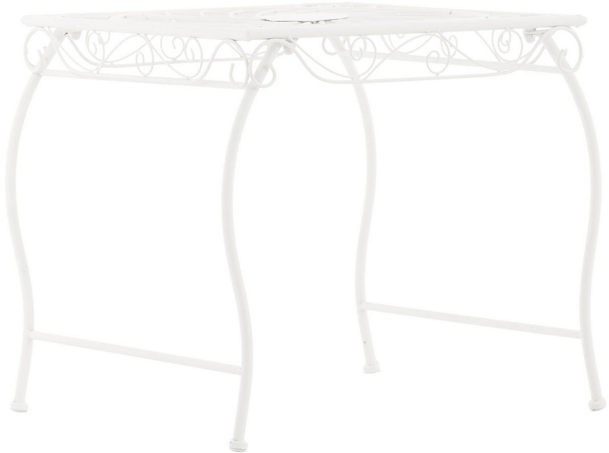 GARTENTISCH eckig 49/45/46 cm Metall Weiß - Creme, Metall (45/49/46cm) - CLP