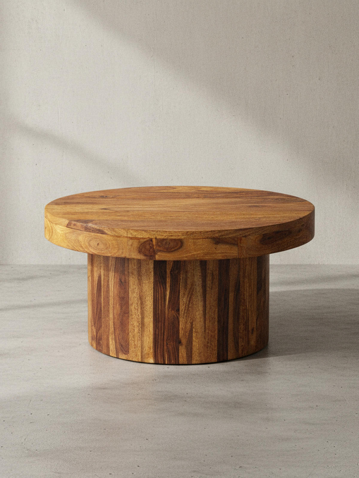 COUCHTISCH aus Massivholz Sheesham in Braun, Lackiert, mit robustem Sockelfuß, Maße 60x60x30 cm - Braun, Holz (60/60/30cm) - KADIMA DESIGN