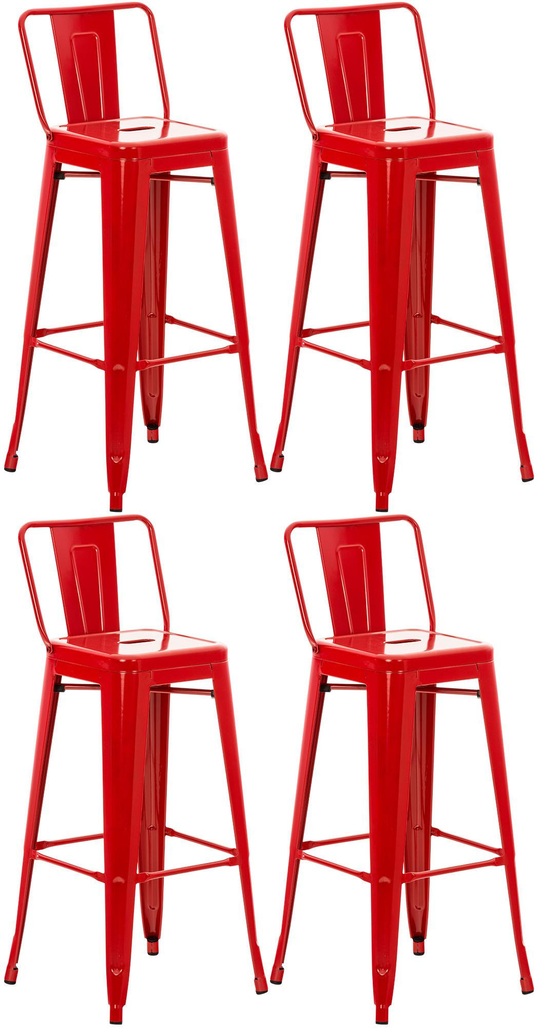 BARHOCKER 4er Set Lekel Metall Rot - Rot, Metall (44/96/43cm) - DELUKE