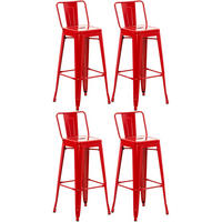 BARHOCKER 4er Set Lekel Metall Rot - Rot, Metall (44/96/43cm) - DELUKE