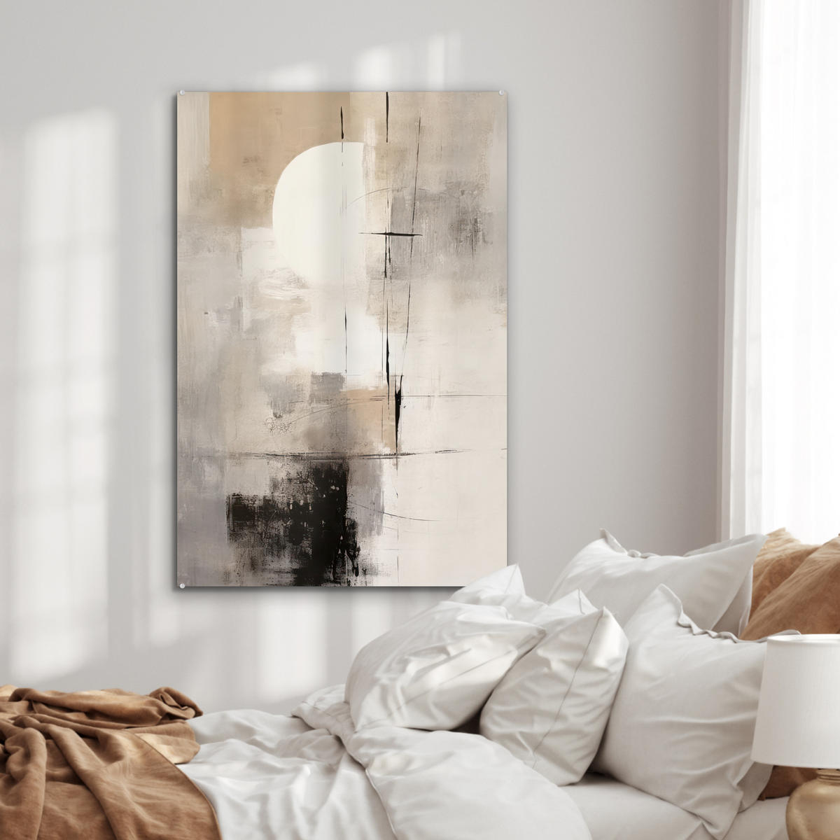 ACRYLGLASBILD Abstrakt - Kunst - Grau 60x90 cm - Hellgrau, Glas (60/90cm) - MuchoWow