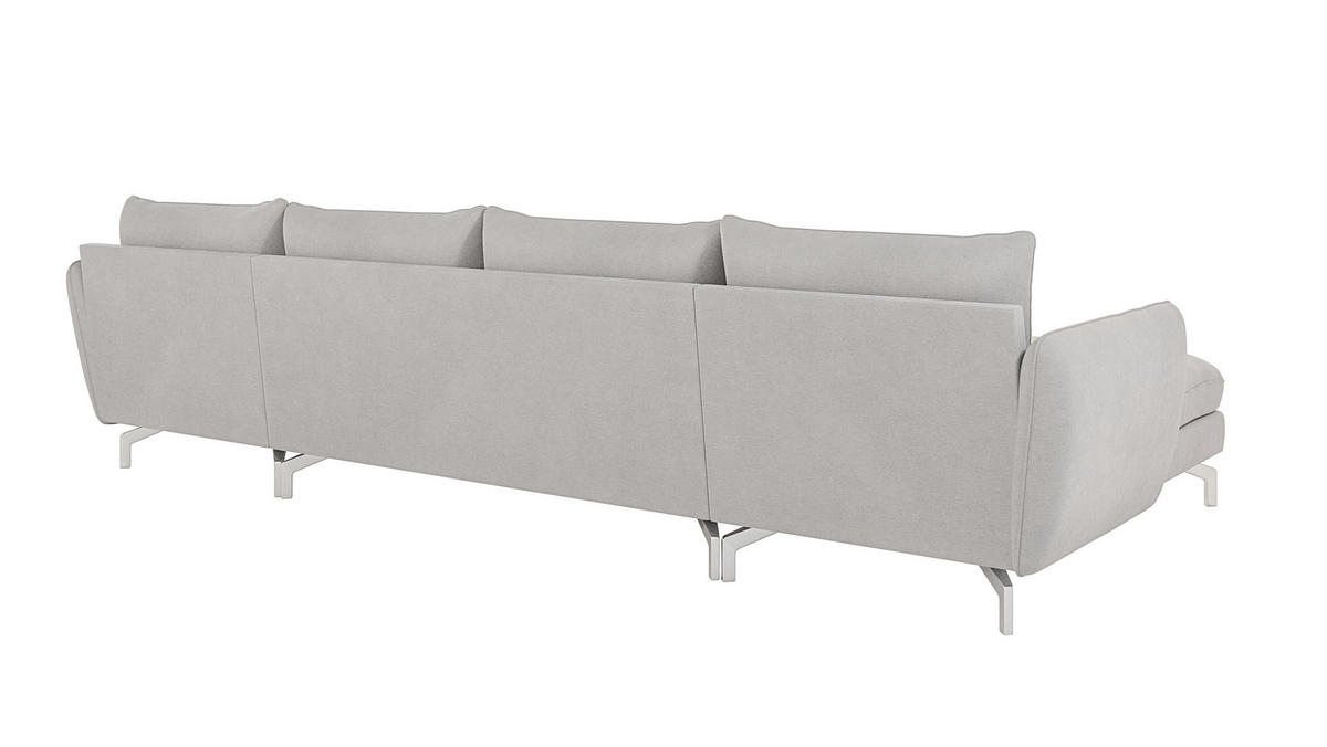 WOHNLANDSCHAFT Elou Silber Luxusmicrofaser - Chromfarben/Silberfarben, Textil/Metall (349/87/167cm) - S-Style Möbel
