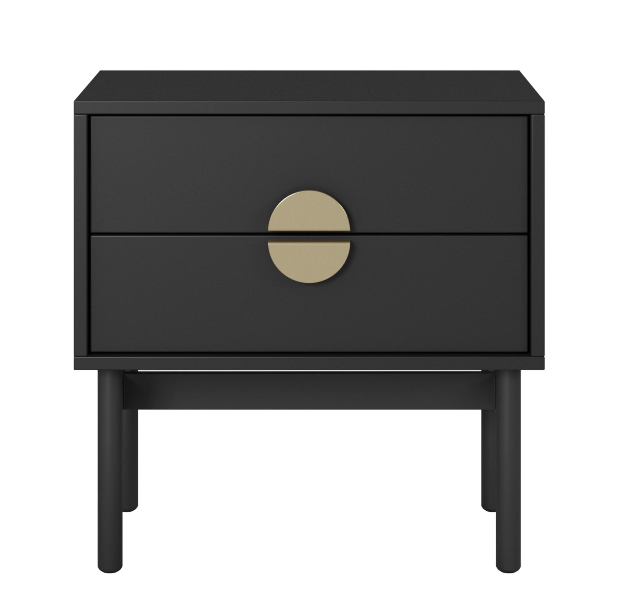 NACHTSCHRANK Stoon Schwarz 55 cm - Goldfarben/Schwarz, Holzwerkstoff/Metall (55.2/57/38cm) - Selsey