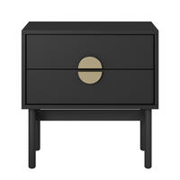 NACHTSCHRANK Stoon Schwarz 55 cm - Goldfarben/Schwarz, Holzwerkstoff/Metall (55.2/57/38cm) - Selsey