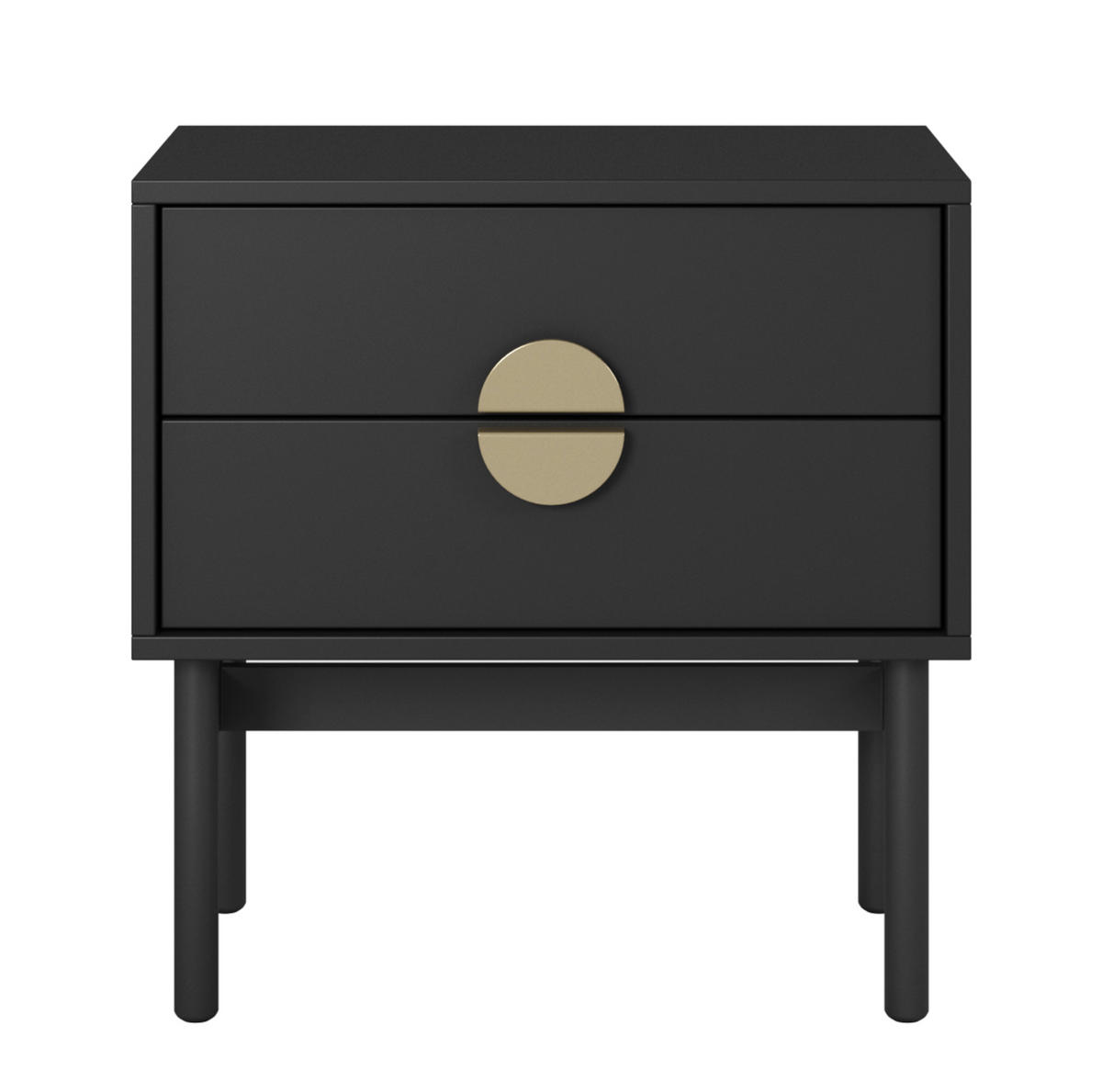 NACHTSCHRANK Stoon Schwarz 55 cm - Goldfarben/Schwarz, Holzwerkstoff/Metall (55.2/57/38cm) - Selsey