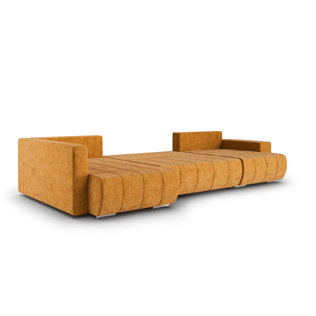 PANORAMASOFA Sergio 5 Sitzplätze Senf - Gelb, Holz (392/82/185cm) - Petits-meubles