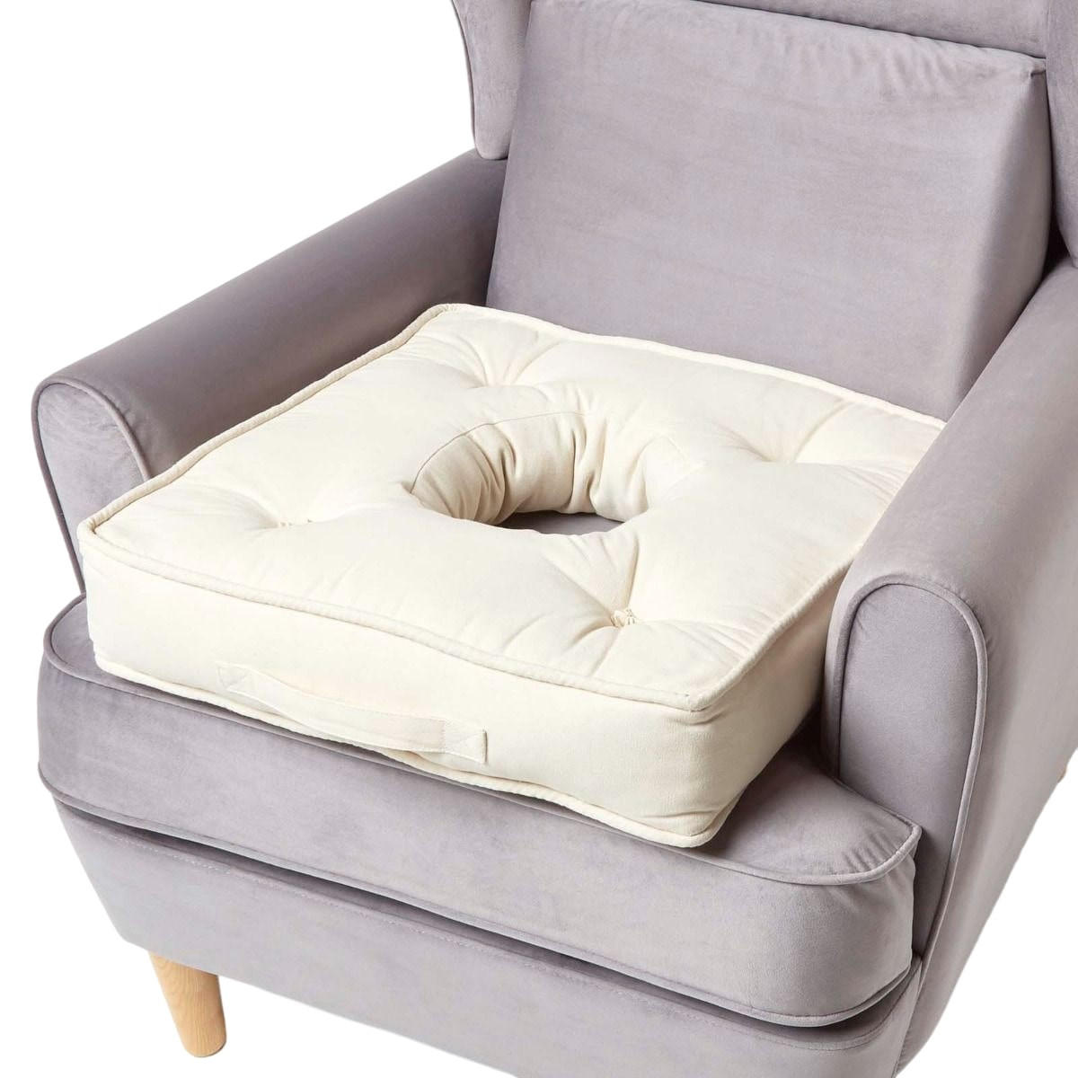 SITZKISSEN mit Aussparung creme 50/50/10 cm – Entlastungskissen, Baumwolle - Creme, Textil (50/50/10cm) - Homescapes