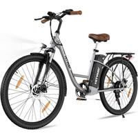 E-BIKE Cityrad BK31 28" für Damen & Herren, 7 Gang, bis zu 90km - Silberfarben, Metall (24cm) - HITWAY