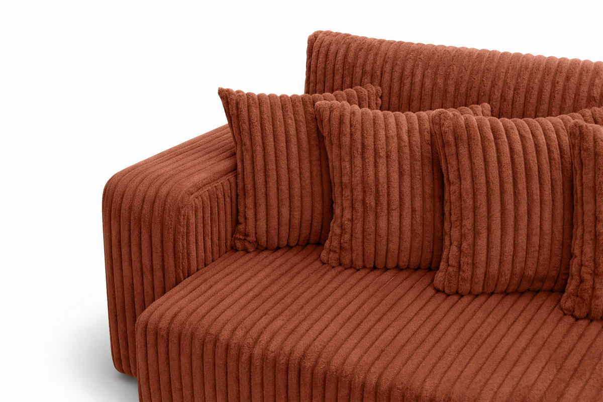 SCHLAFSOFA, Cordstoff Tilia, Kupfer, PIANO DOUBLE - Orange, Holz (246/83/145cm) - Kaiser Möbel