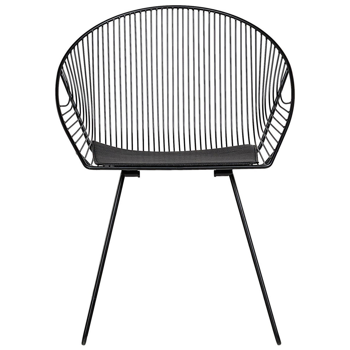 METALLSTUHL 2er-Set Polyester Schwarz Aurora - Schwarz, Textil/Metall (65/77/54cm) - Beliani