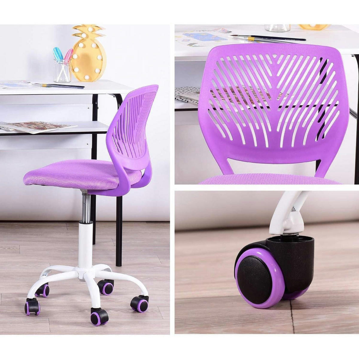 BÜROSTUHL 2er Set Lila Verstellbar Ergonomisch - Lila, Textil (38.5/75/40cm)