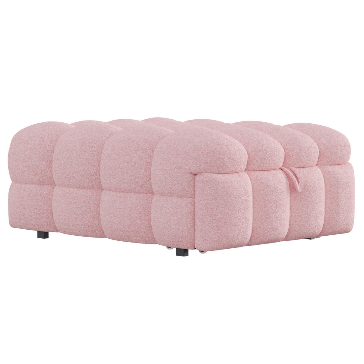SCHLAFSOFA 183/76/42 cm Rosa 2-in-1 Schlafsofa aus Teddy-Stoff mit Fußhocker - Rosa, Textil (76/42/183cm) - OKWISH