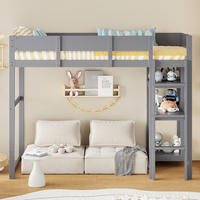HOCHBETT mit Ablageregal 90x200 cm Massivholz Grau - Grau, Holz (90/200cm) - Meubliv