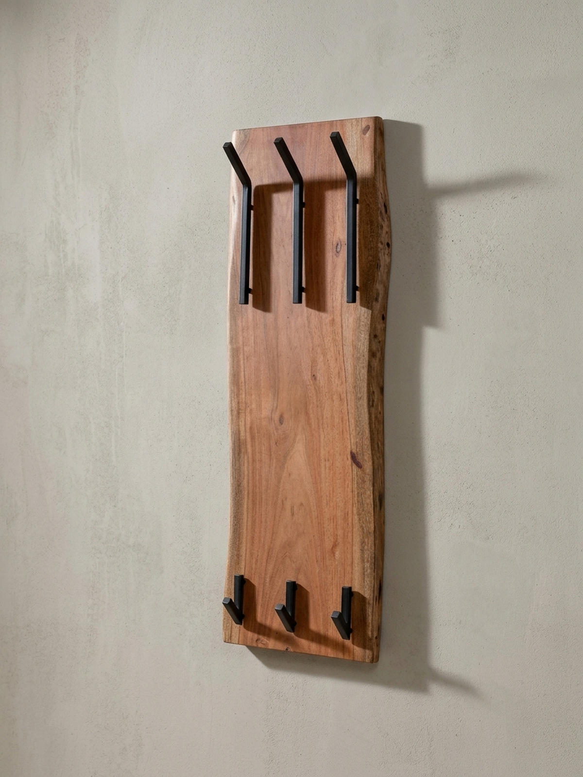 WANDGARDEROBE Akazie Massivholz Metall Modern 35,5x11x100 cm mit Naturkante - Beige, Holz (35/100/11cm) - KADIMA DESIGN