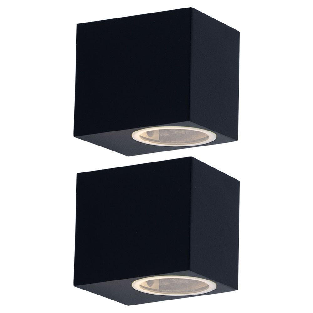 LED AUßen-WANDLEUCHTE Grau Metall 2er Set - Grau, Metall (6.8/9.2/8cm)