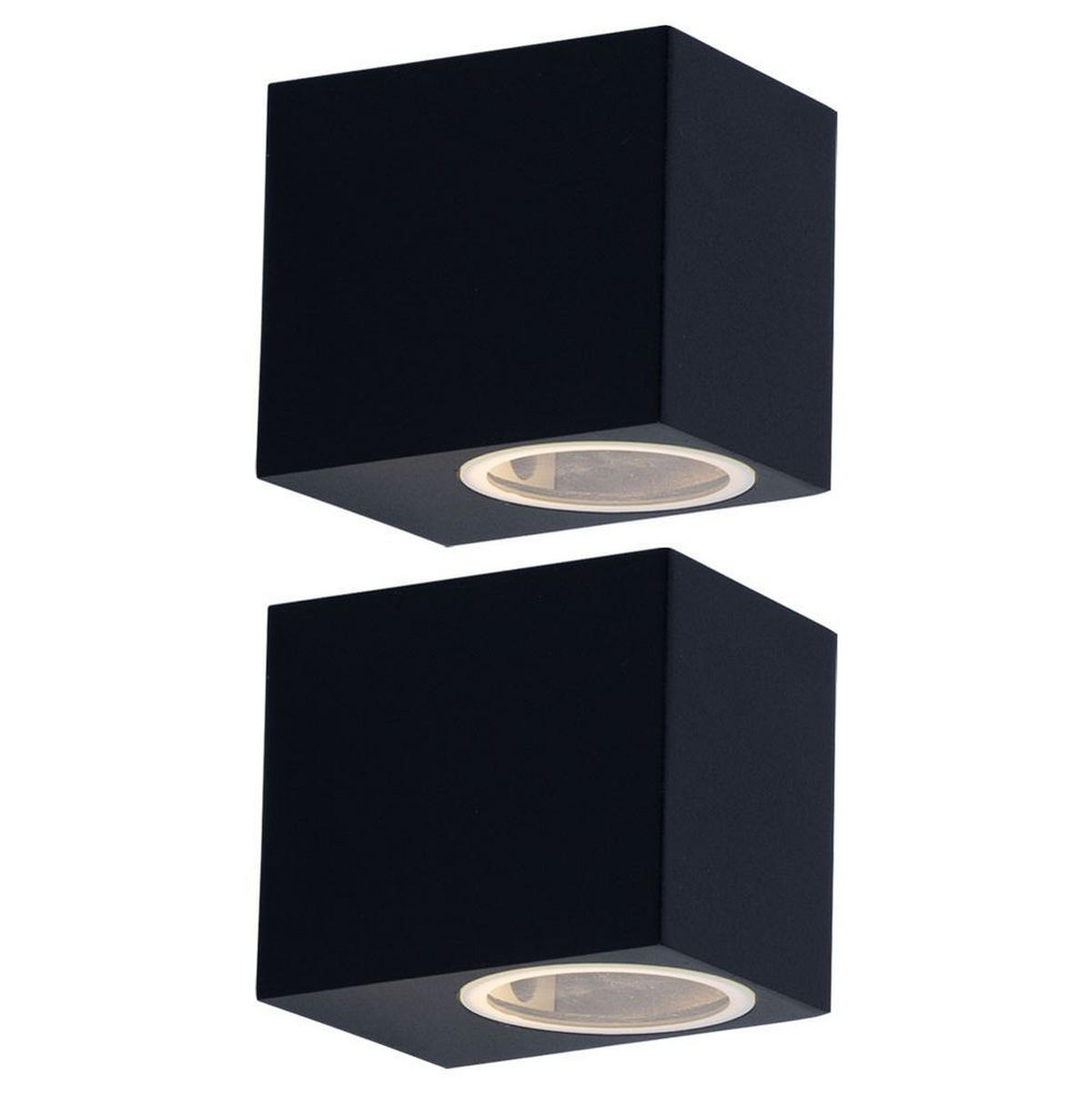 LED AUßen-WANDLEUCHTE Grau Metall 2er Set - Grau, Metall (6.8/9.2/8cm)