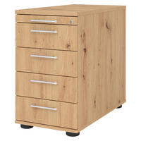 STANDCONTAINER - mit 4 Schubladen 80/42,8/72 cm in Wildeiche Relinggriff (Kunststoff) - Wildeiche, Holzwerkstoff (42.8/72/80cm) - bümö