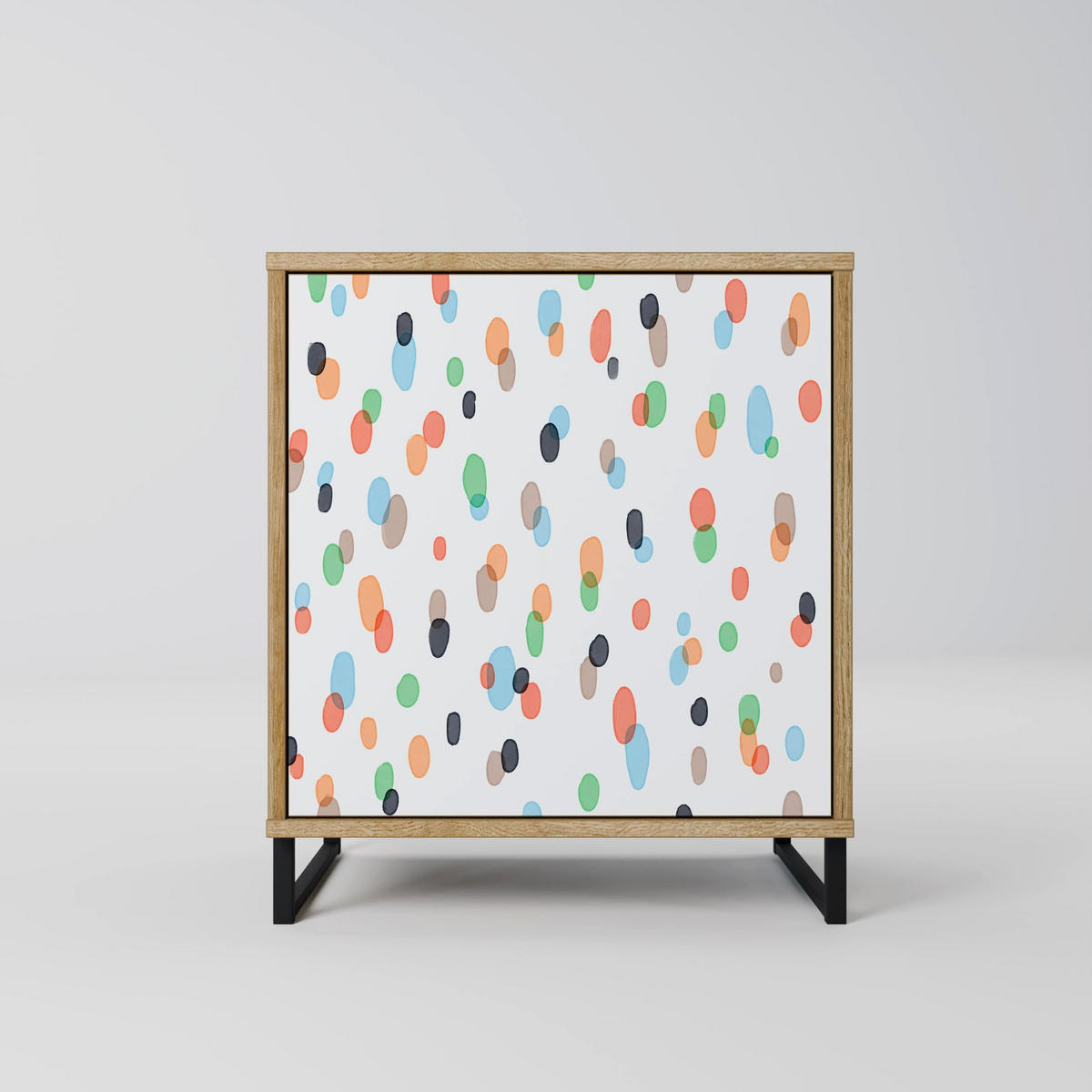 SIDEBOARD ENERGETIC SPOTS, Eichefarben, 57,5x42x75,5 cm, Goldfarbene Metallfüße - Eichefarben/Goldfarben, Holzwerkstoff/Metall (57.5/75.5/42cm) - SpaceRebels