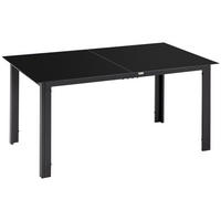 ZAHRADNÍ STŮL, černý, hliník, sklo - černá, kov (150/90/74cm) - Outsunny