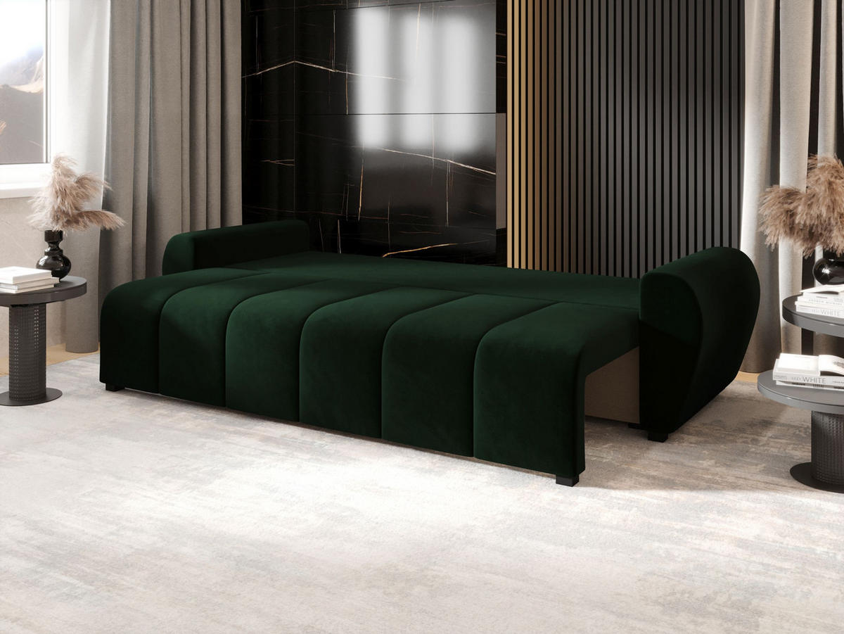 SOFA MOLISA mit Schlaffunktion ITAKA 10 mit Stauraum - Grün, Textil (86/82/246cm) - Bedante