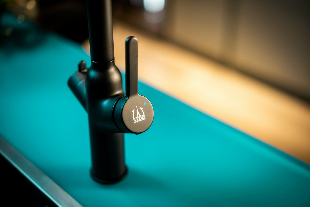 3-WEGE-KÜCHENARMATUR, Schwarz Matt, 360° schwenkbar - Schwarz, Metall (22.5/34.8/22.5cm) - VIZIO