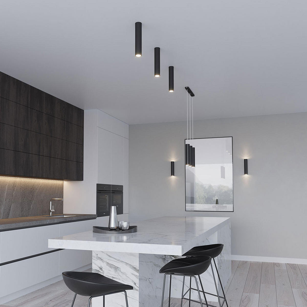 LED HÄNGELEUCHTE Stahl Schwarz - Schwarz, Metall (8/8/100cm)