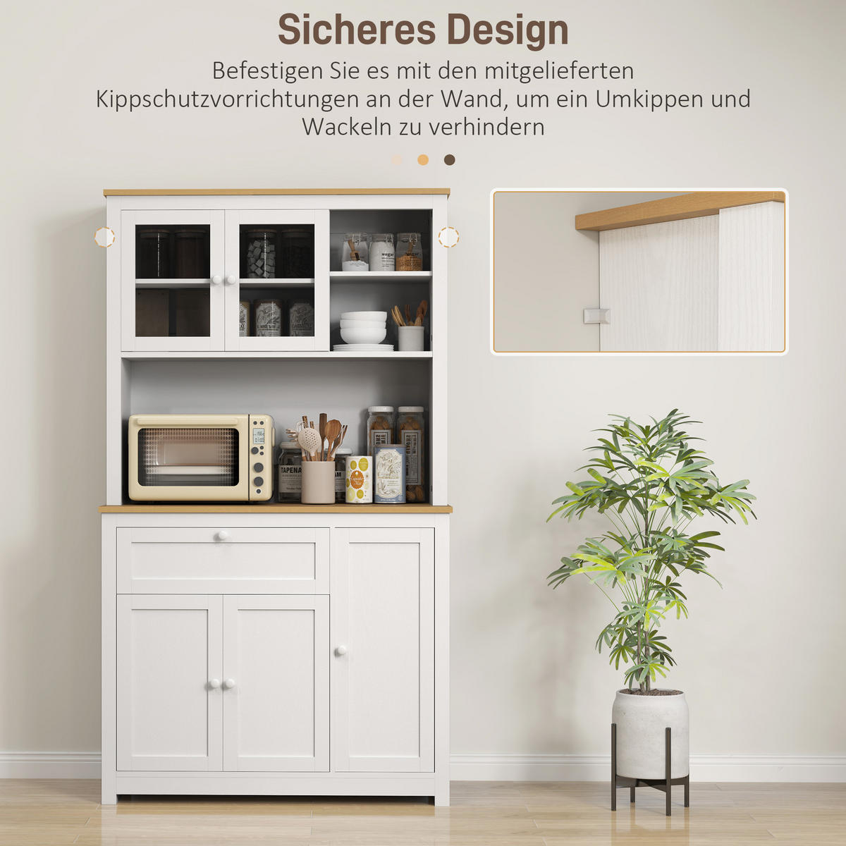 KÜCHENSCHRANK aus MDF 100/40/180 cm Weiß - Weiß, Holzwerkstoff (40/180/100cm) - HOMCOM