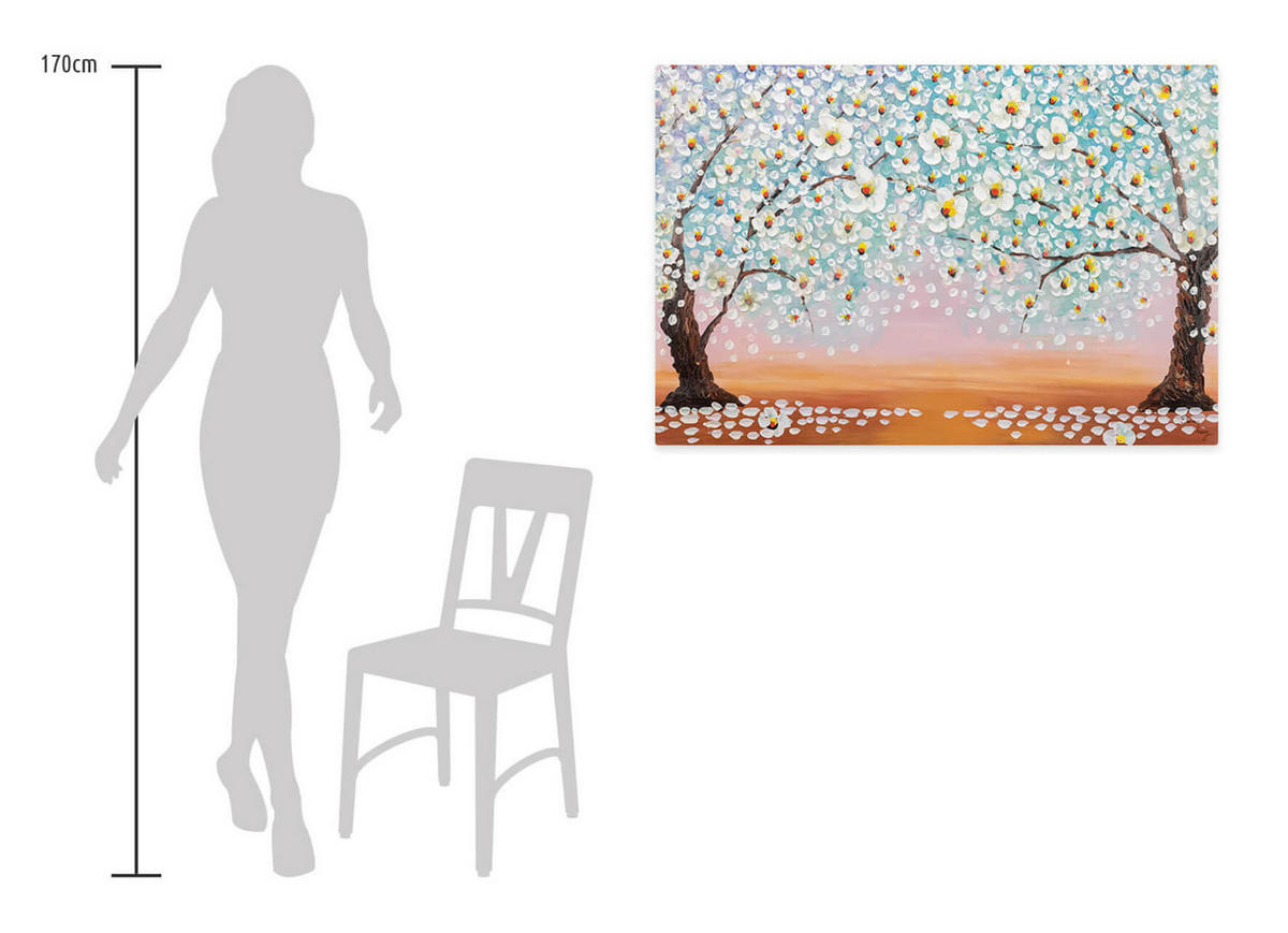 ACRYLBILD HANDGEMALT 120/80 cm - Weiß/Orange, Holz/Textil (2.02/80cm) - KUNSTLOFT