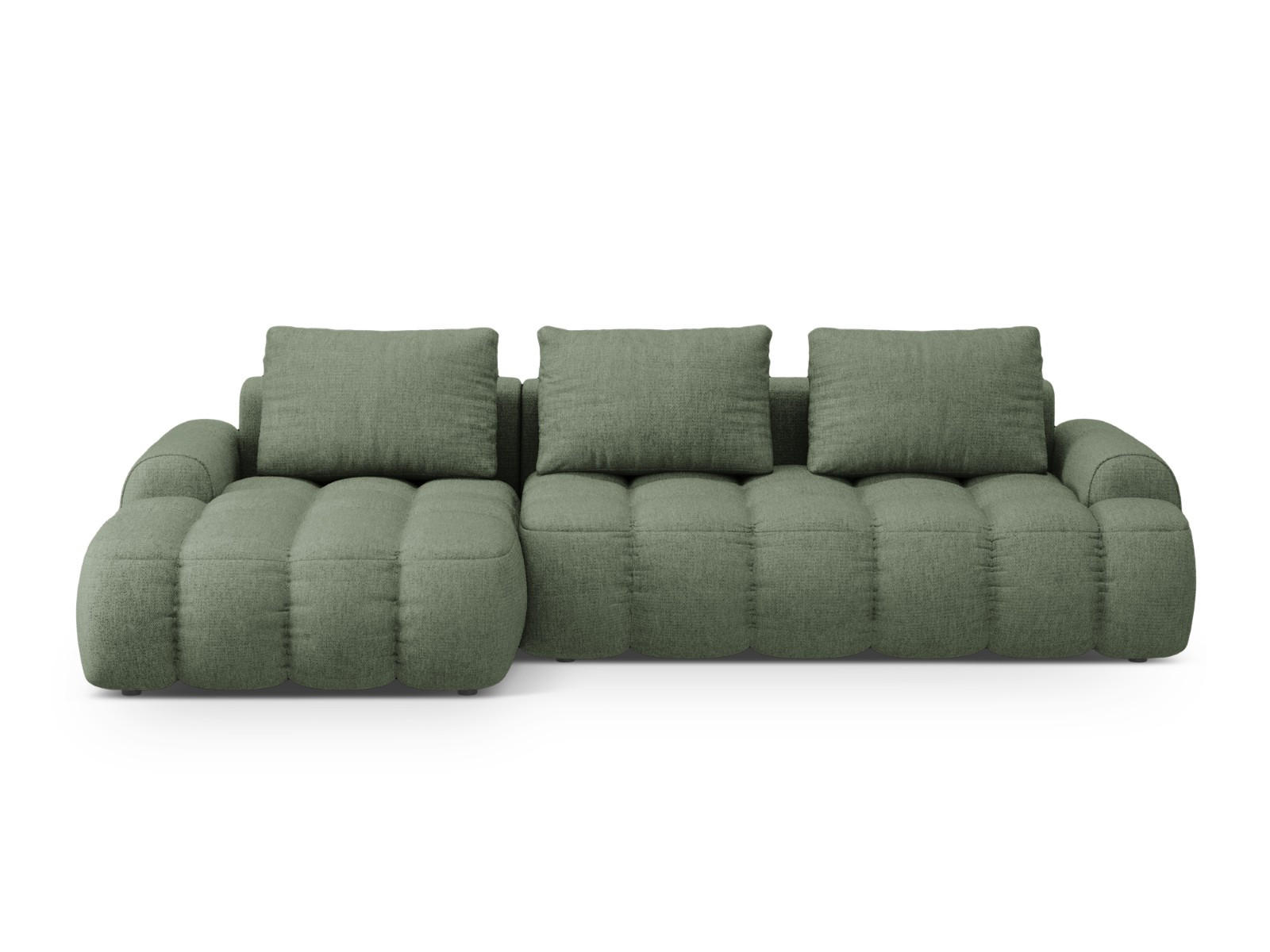 AUSKLAPPBARES-ECKSOFA links mit Container Linz aus strukturiertem Stoff dunkles olivgrün 3 Sitzplätze - Dunkelgrün, Textil (142/275cm) - Cosmopolitan Design