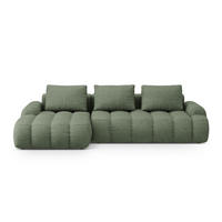 AUSKLAPPBARES-ECKSOFA links mit Container Linz aus strukturiertem Stoff dunkles olivgrün 3 Sitzplätze - Dunkelgrün, Textil (142/275cm) - Cosmopolitan Design