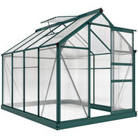 FOLIENGEWÄCHSHAUS, Grün+Transparent, Aluminiumlegierung, Polycarbonat - Grün, Metall (252/201/190cm) - Outsunny