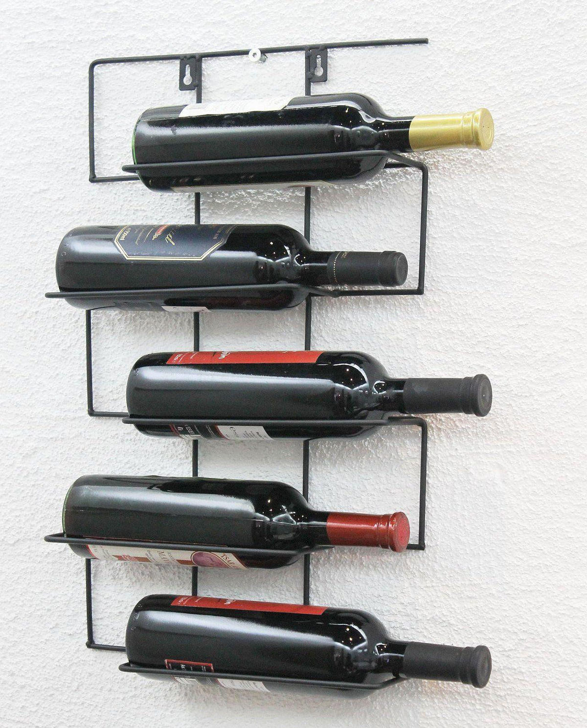 WEINREGAL Wand Metall Schwarz 33/8/53 cm - Schwarz, Metall (33/53/8cm) - DanDiBo