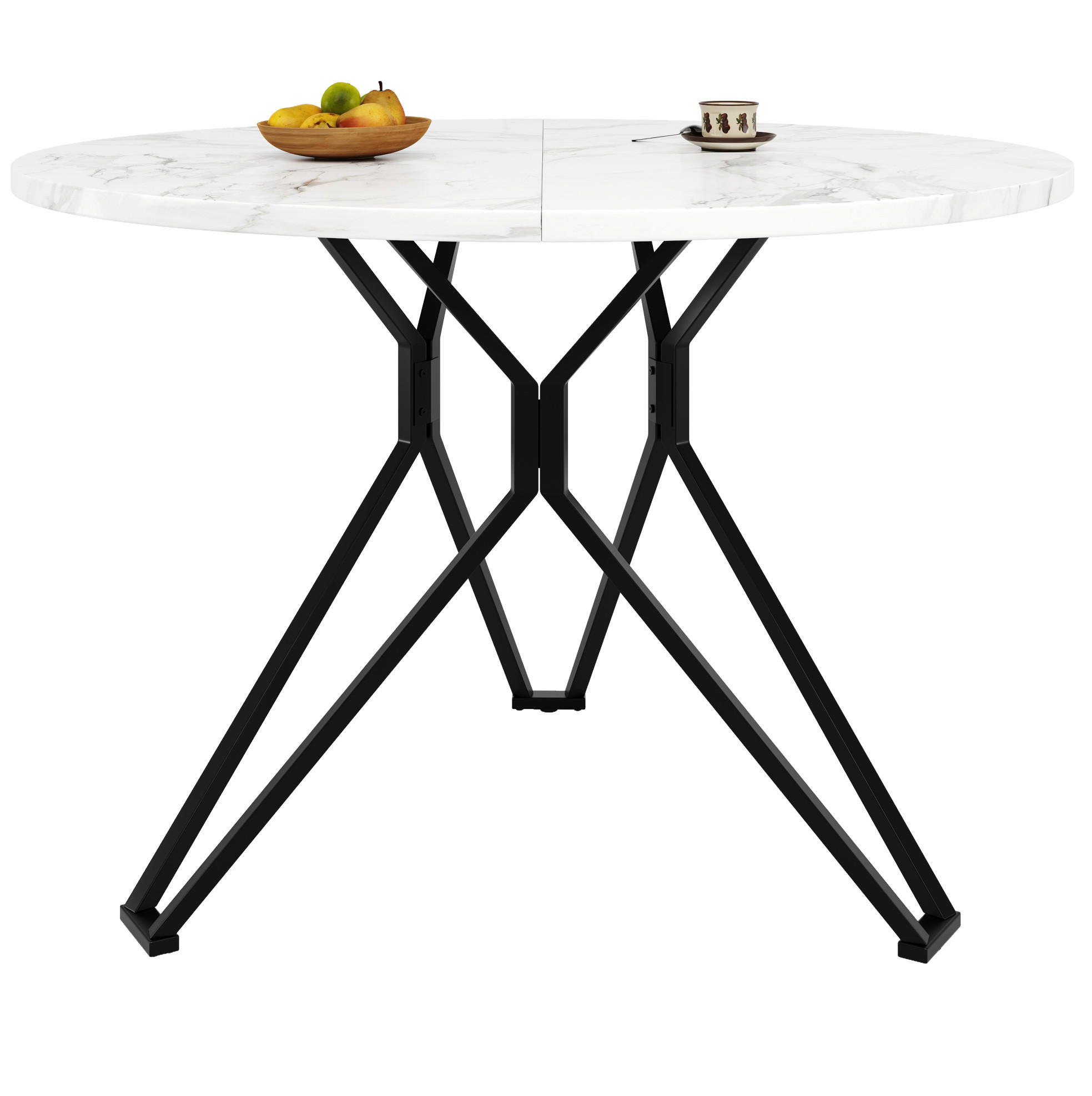 ESSTISCH rund 100x100 cm MDF in Marmoroptik Schwarz - Schwarz, Metall (100/100/76cm) - Meubliv