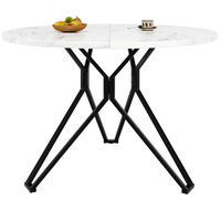 ESSTISCH rund 100x100 cm MDF in Marmoroptik Schwarz - Schwarz, Metall (100/100/76cm) - Meubliv