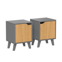 NACHTTISCH Malu Anthrazit/Eiche 2 Teile - Anthrazit, Holzwerkstoff (34.5/47/32cm) - Vicco