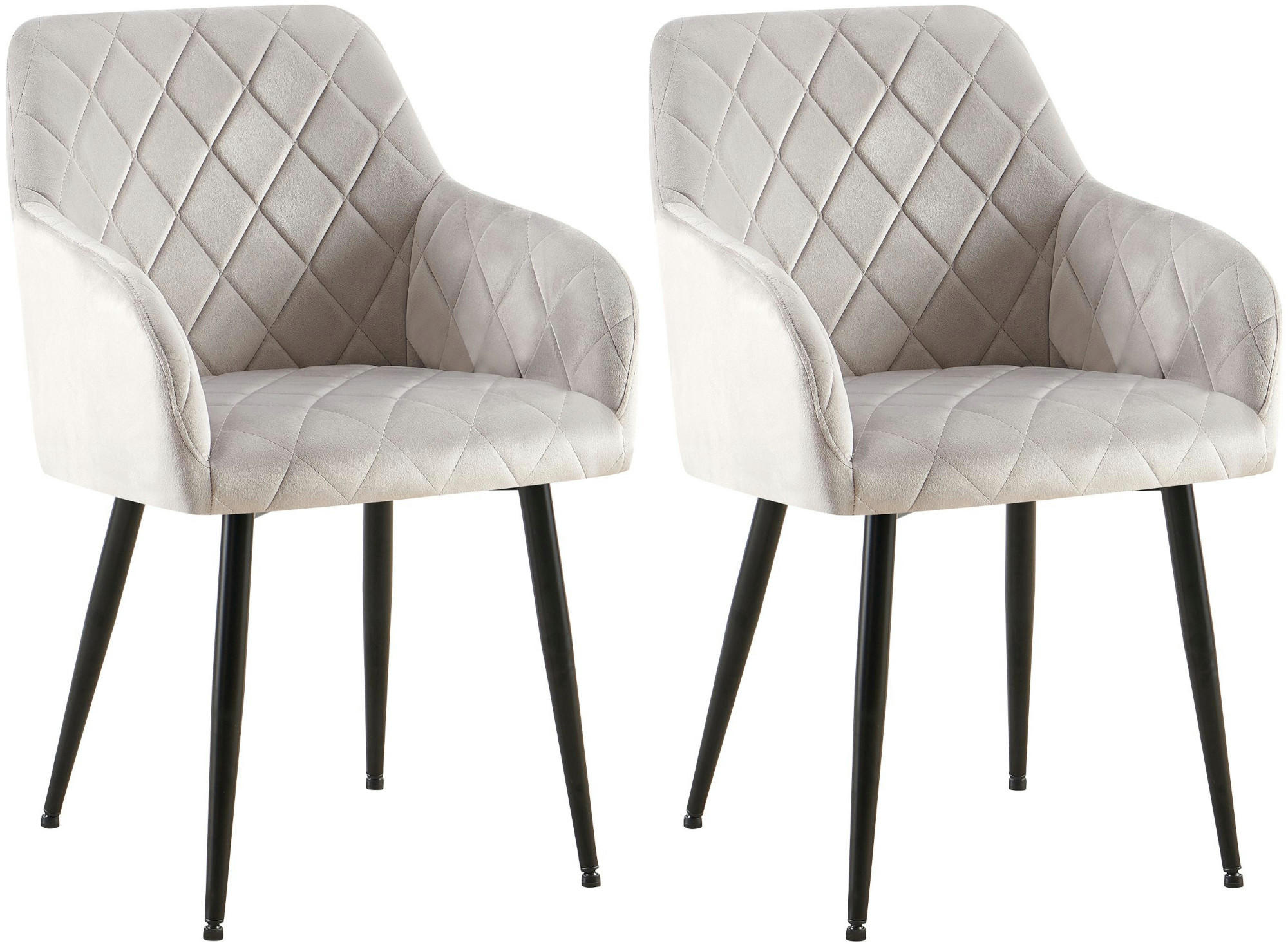 ARMLEHNENSTUHL 2er Set Samt Grau - Schwarz/Grau, Textil (53/83/61cm) - CLP