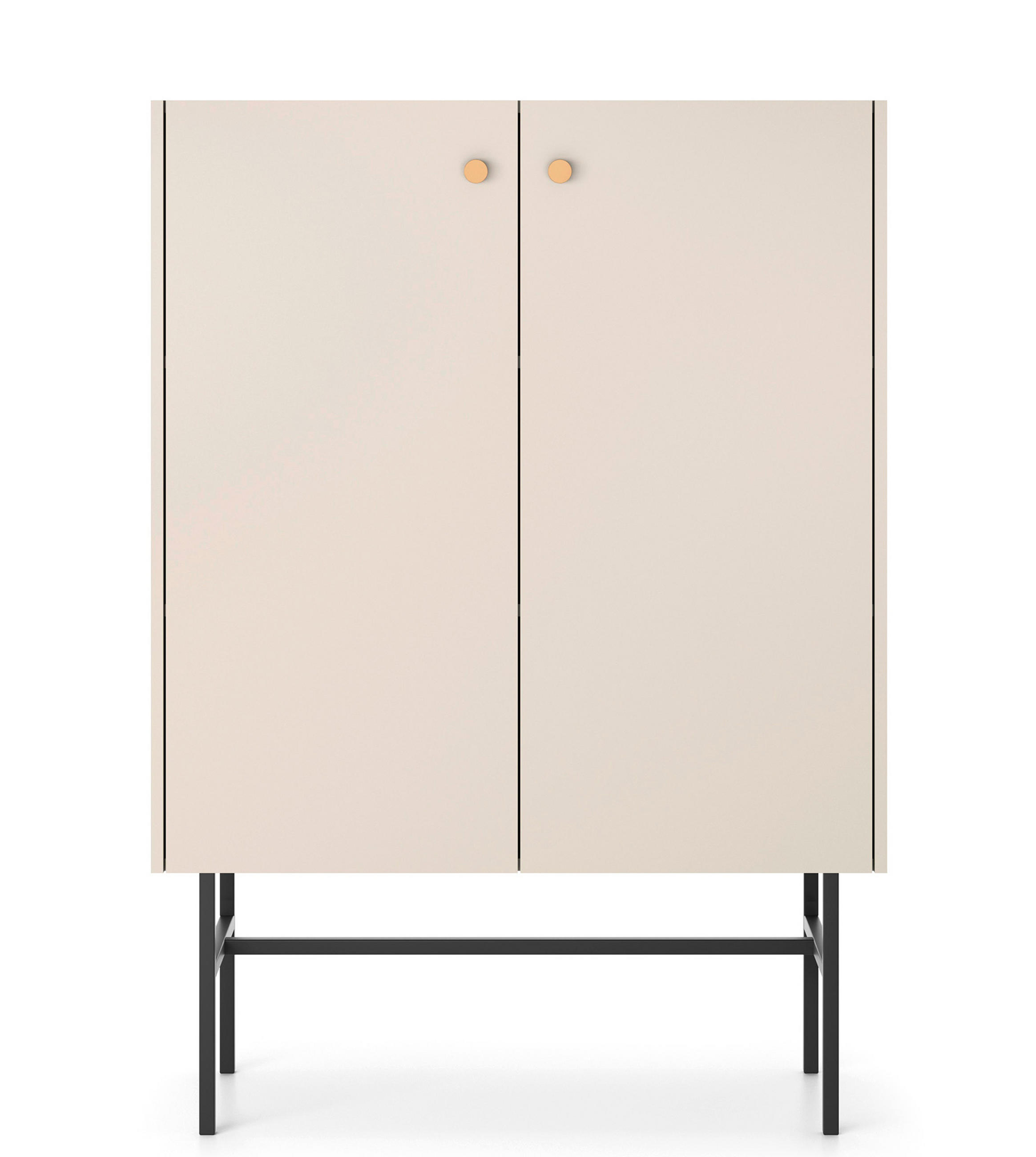 HIGHBOARD Dinley 2T Beige 93,2/131,7/39 cm – mit schwarzen Beinen im minimalistischen Design - Beige/Schwarz, Holzwerkstoff/Metall (93.2/131.7/39cm) - AX Living