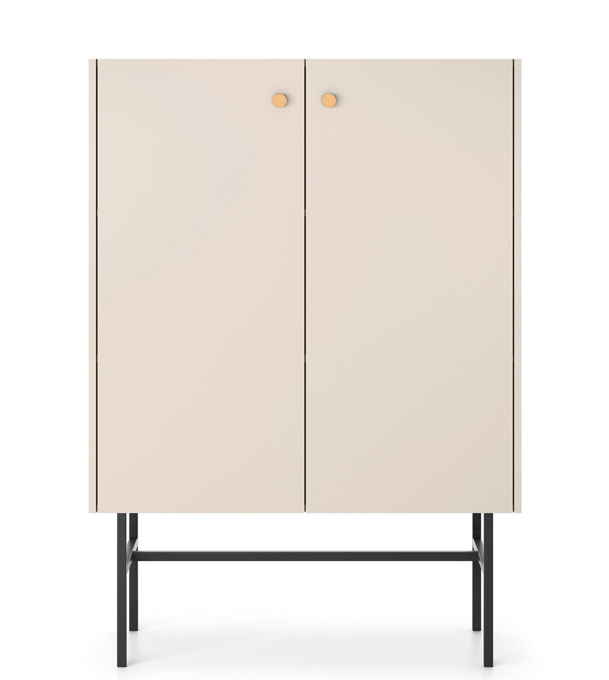 HIGHBOARD Dinley 2T Beige 93,2/131,7/39 cm – mit schwarzen Beinen im minimalistischen Design - Beige/Schwarz, Holzwerkstoff/Metall (93.2/131.7/39cm) - AX Living
