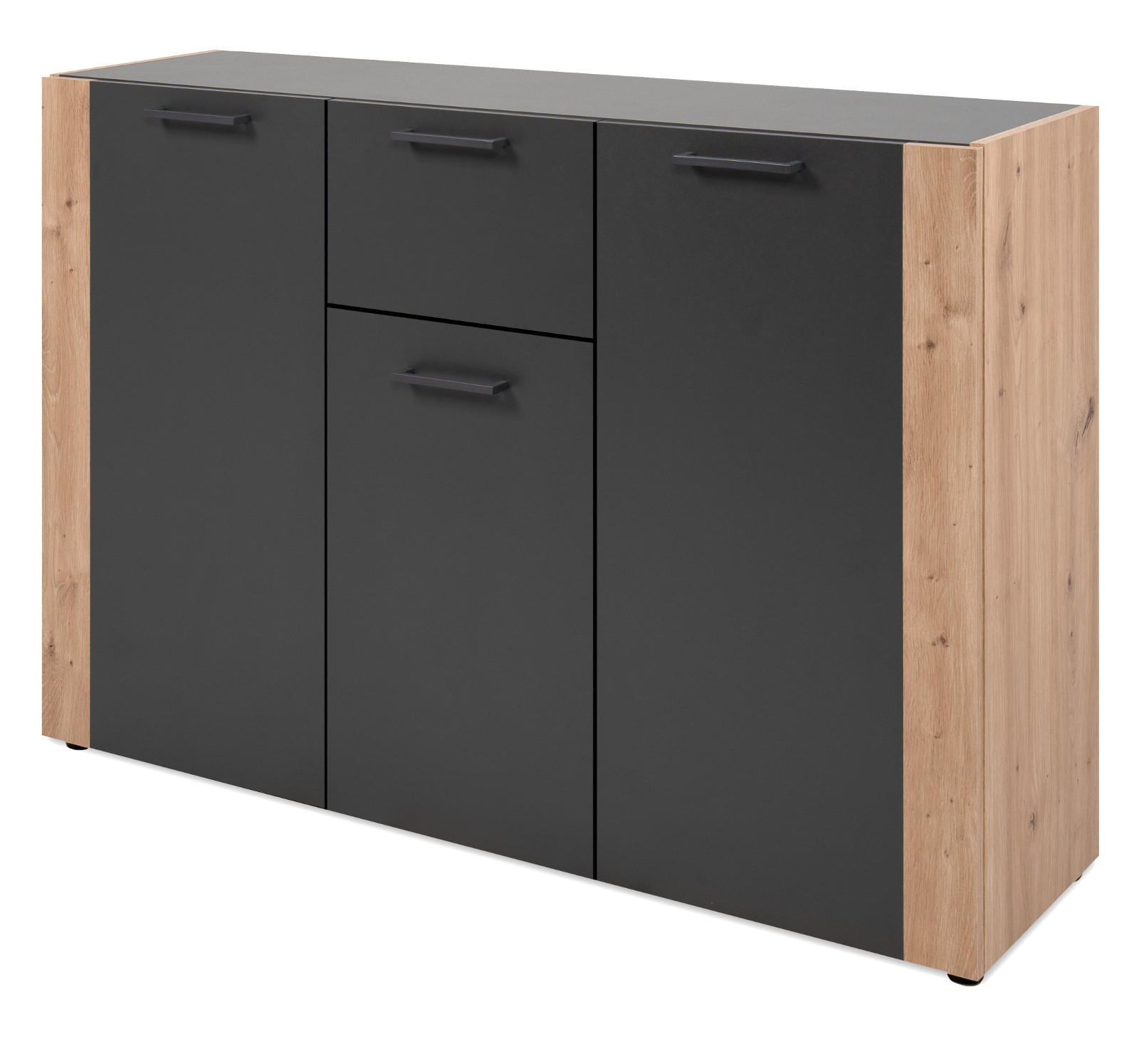Furn.Design Sideboard Anthrazit, Eiche Artisan 125.5x85x34.5 cm