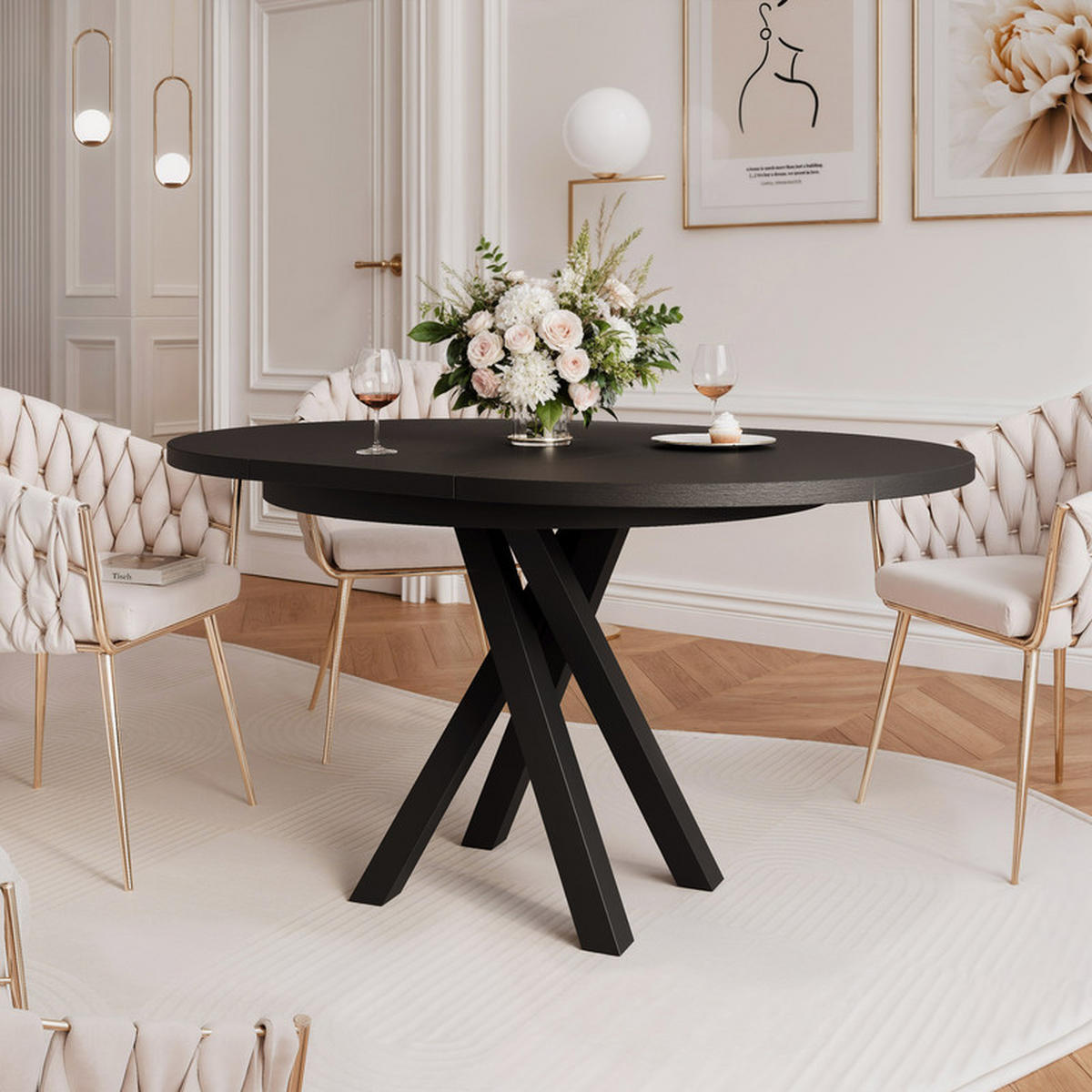AUSZIEHTISCH LORIEN 100/140/75 cm Schwarz - Schwarz, Holzwerkstoff/Metall (100/100/75cm) - Idohome