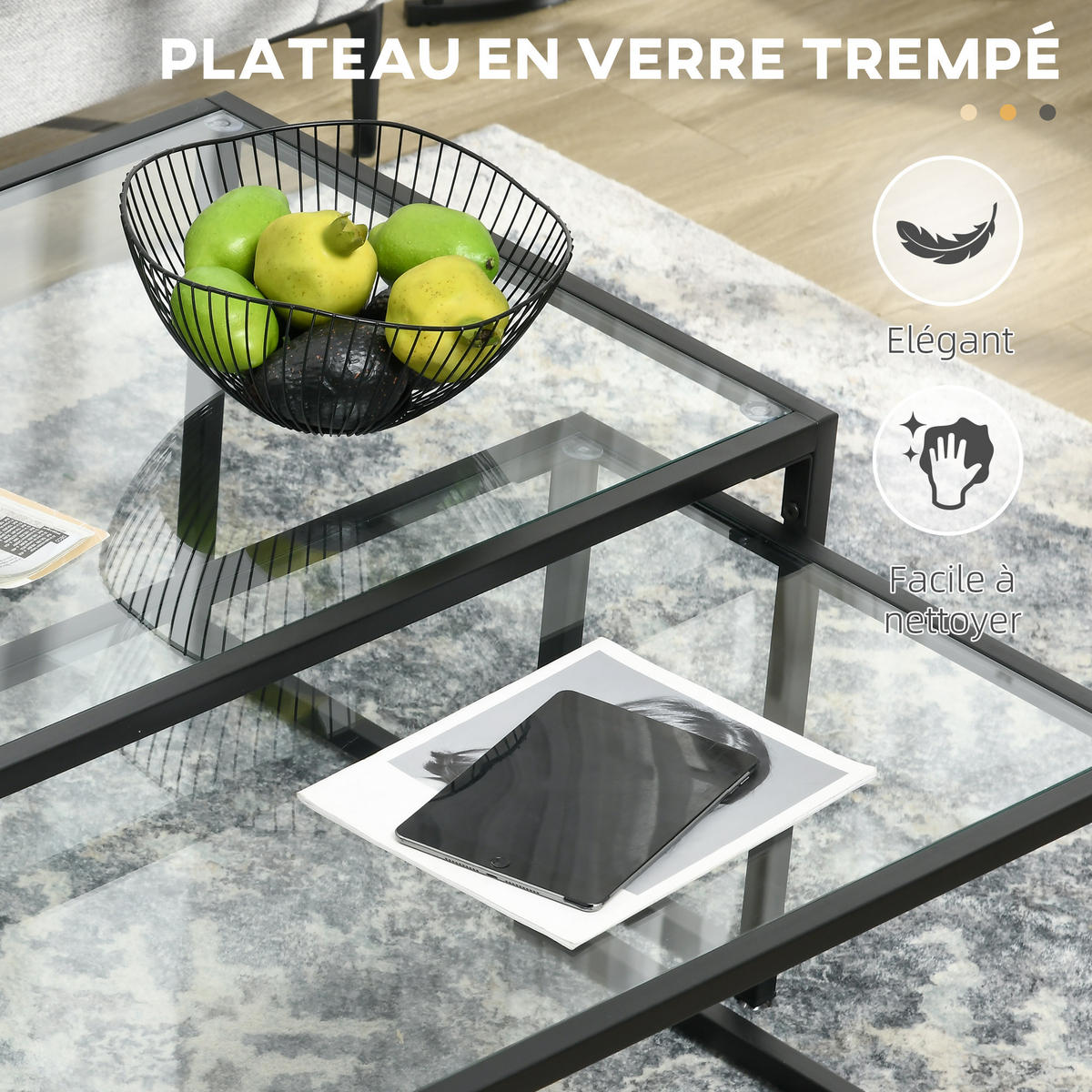 COUCHTISCHE Schwarz 2er-Set - Schwarz, Glas (56/119/44.5cm) - PANGIVO