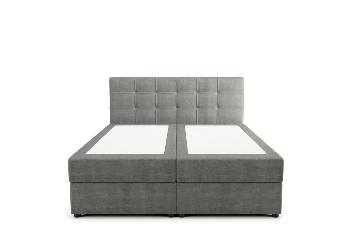 BOXBETT KIDA mit Matratze H3, Bonell und Topper 200x200 Curio 93 - Dunkelgrau, Textil (200/200cm) - Bedante