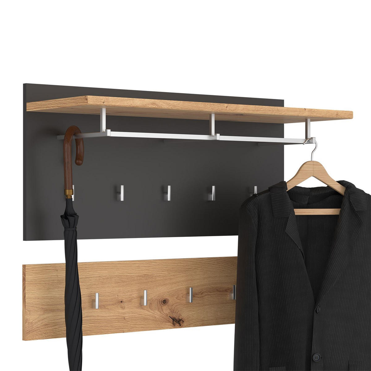GARDEROBENSET BILBAO - Dunkelgrau, Holzwerkstoff (90/60/34cm) - IDIMEX