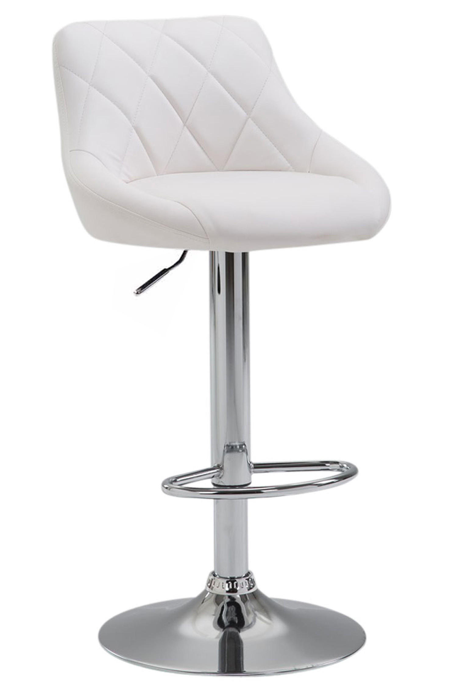 BARHOCKER Lazius, Gestell Metall in Chromoptik, Kunstleder Weiß - Chromfarben/Weiß, Kunststoff/Textil (46/100/49cm) - TPFLiving