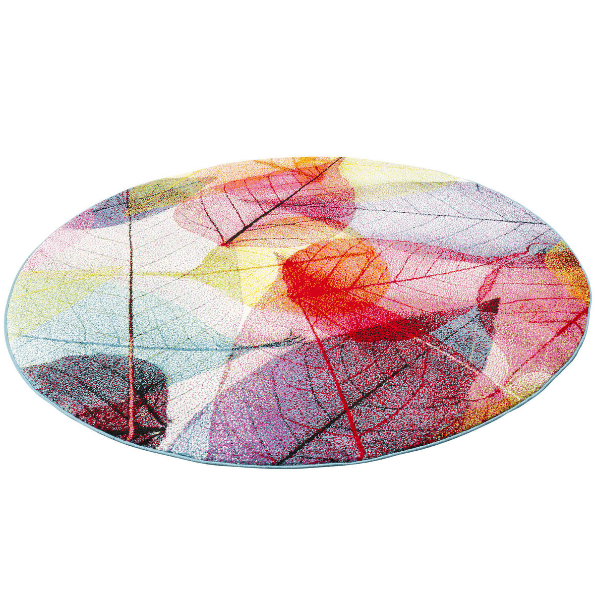 DESIGNER TEPPICH FARO TROPICAL BLÄTTER RUND - Multicolor, Textil (160/160cm) - Pergamon